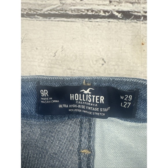 Hollister Jeans Women 9R 29x27 Ultra High Rise Vintage Straight Patchwork Denim - Picture 2 of 7